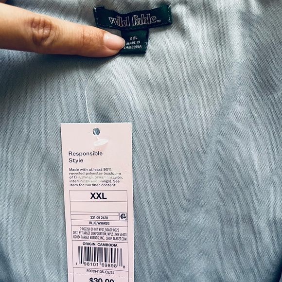 Wild Fable long sleeve Flocked mini fit and flare blue Off-Shoulder Dress XXL - Picture 3 of 10